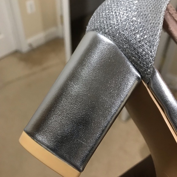 Sparkly silver rhinestone block heels - Picture 4 of 14